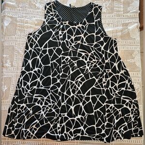 MSK Women - Reversible Dress - Polka Dots & Abstract Print - 4X - Sleeveless